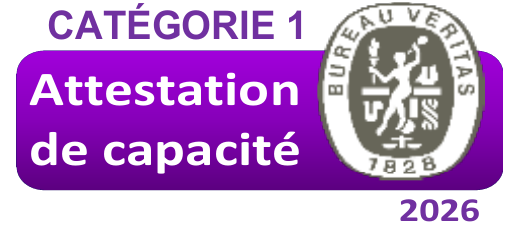 Attestation de capacité, catégorie 1, 2026